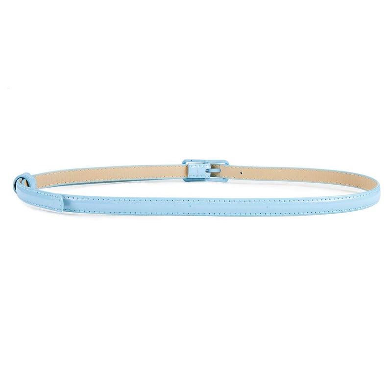 Selighting Women's Solid Color Faux Leather Skinny Belts for Dresses (One Size, Light Blue) - Image 5